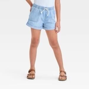 Denim Pull-on Shorts sz L (10-12) Elastic Drawstring Waist Jean Shorts